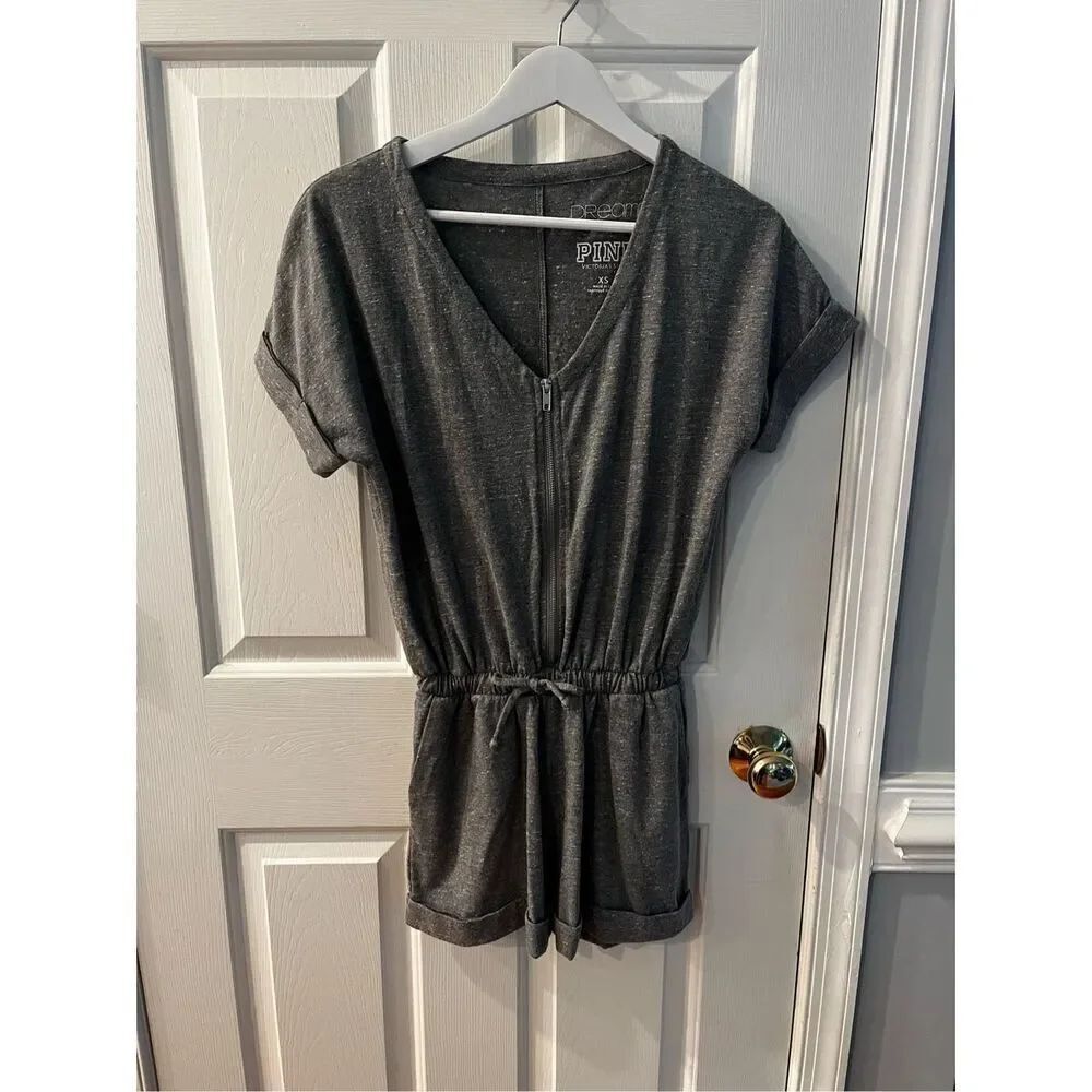 Dreamer X Pink Gray Tie Waist Romper sz XS EUC